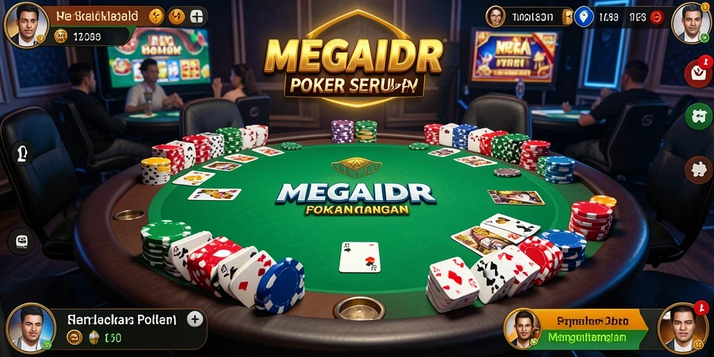 Tampilan gameplay seru dari MEGAIDR yang menyajikan permainan Poker.