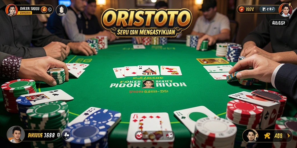 Gameplay Poker seru di ORISTOTO dengan tampilan antarmuka yang menarik.